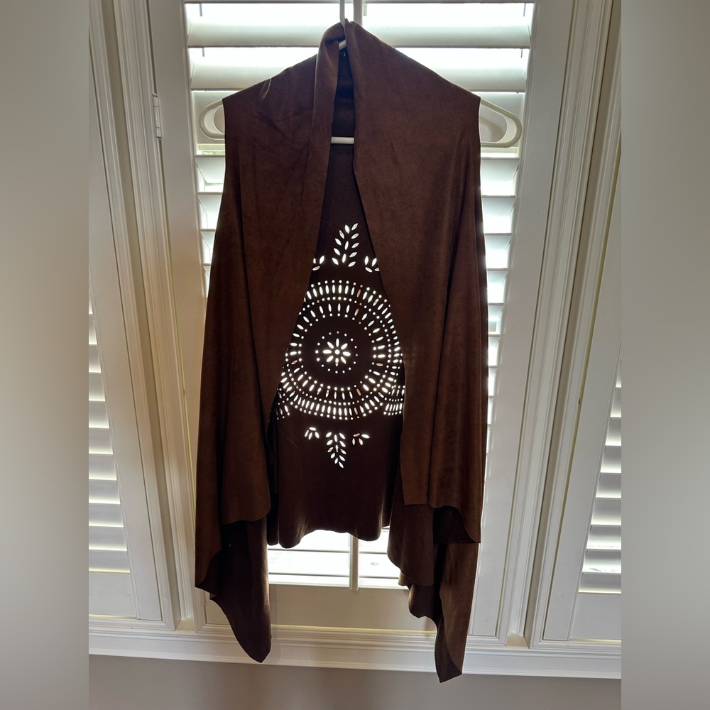 Apt. 9 Brown Suede Cape with Cutout Detail